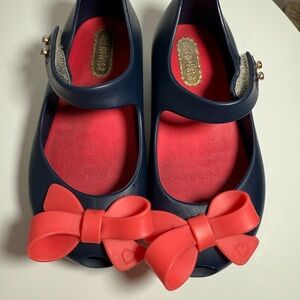 Kids Navy and Red Bow Shoes